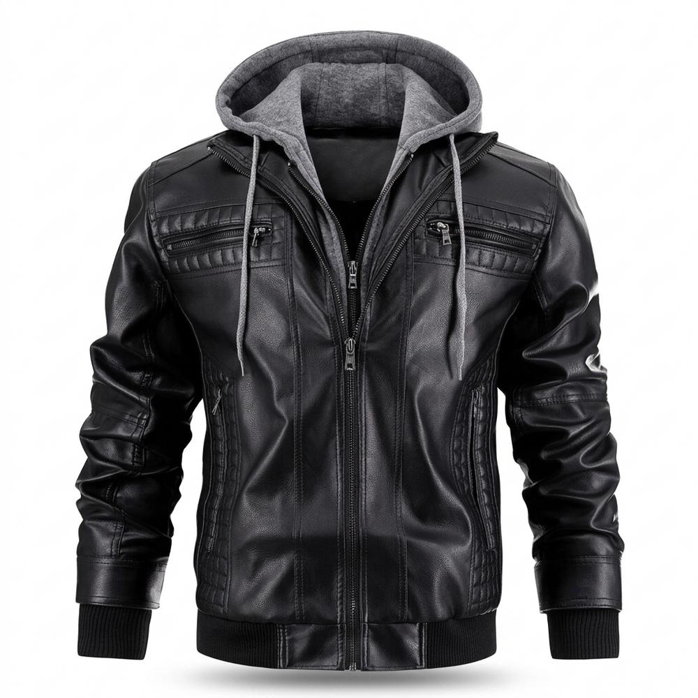 Mens Outlet House - Nenal | Hooded Quilted Leather Jacket Men