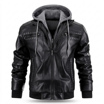 Mens Outlet House - Nenal | Hooded Quilted Leather Jacket Men