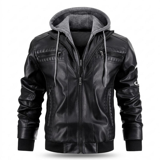 Mens Outlet House - Nenal | Hooded Quilted Leather Jacket Men