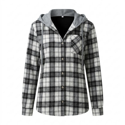 Mens Outlet House - Varan | Plaid Hooded Shirt Women
