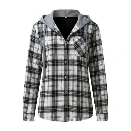 Mens Outlet House - Varan | Plaid Hooded Shirt Women