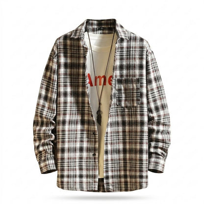 Mens Outlet House - Ralom | Plaid Long-Sleeved Shirt Men