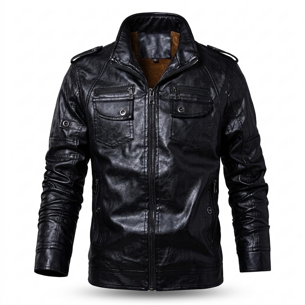 Mens Outlet House - Covin | Lined Zip-Up Leather Jacket Men