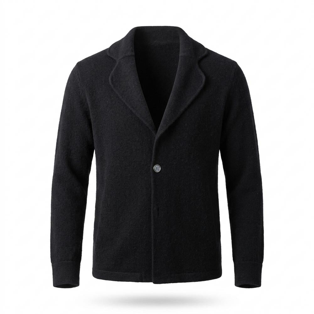 Mens Outlet House - Rivar | Lapel-Collar Single-Button Knit Cardigan Men