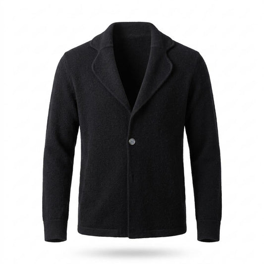 Mens Outlet House - Rivar | Lapel-Collar Single-Button Knit Cardigan Men