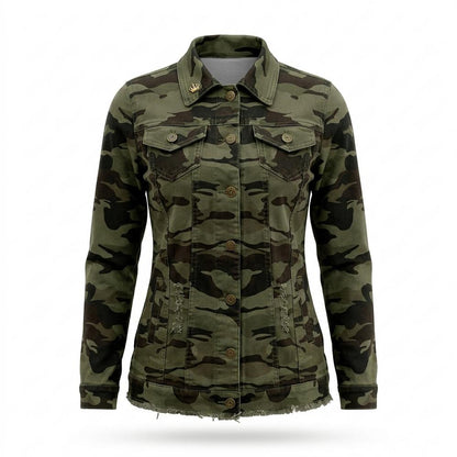 Mens Outlet House - Lohal | Camouflage Button-Front Denim Jacket Women