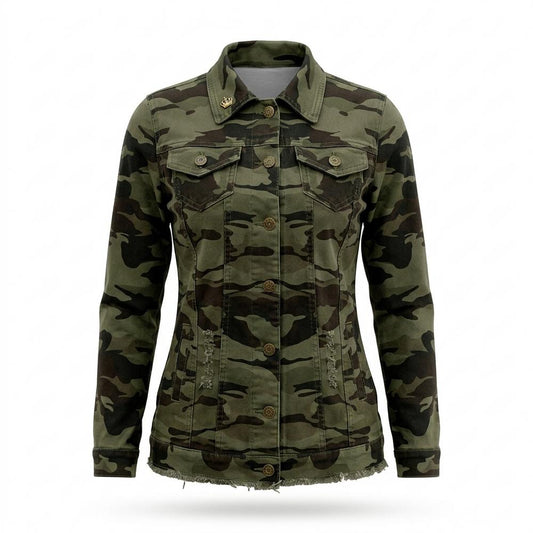 Mens Outlet House - Lohal | Camouflage Button-Front Denim Jacket Women