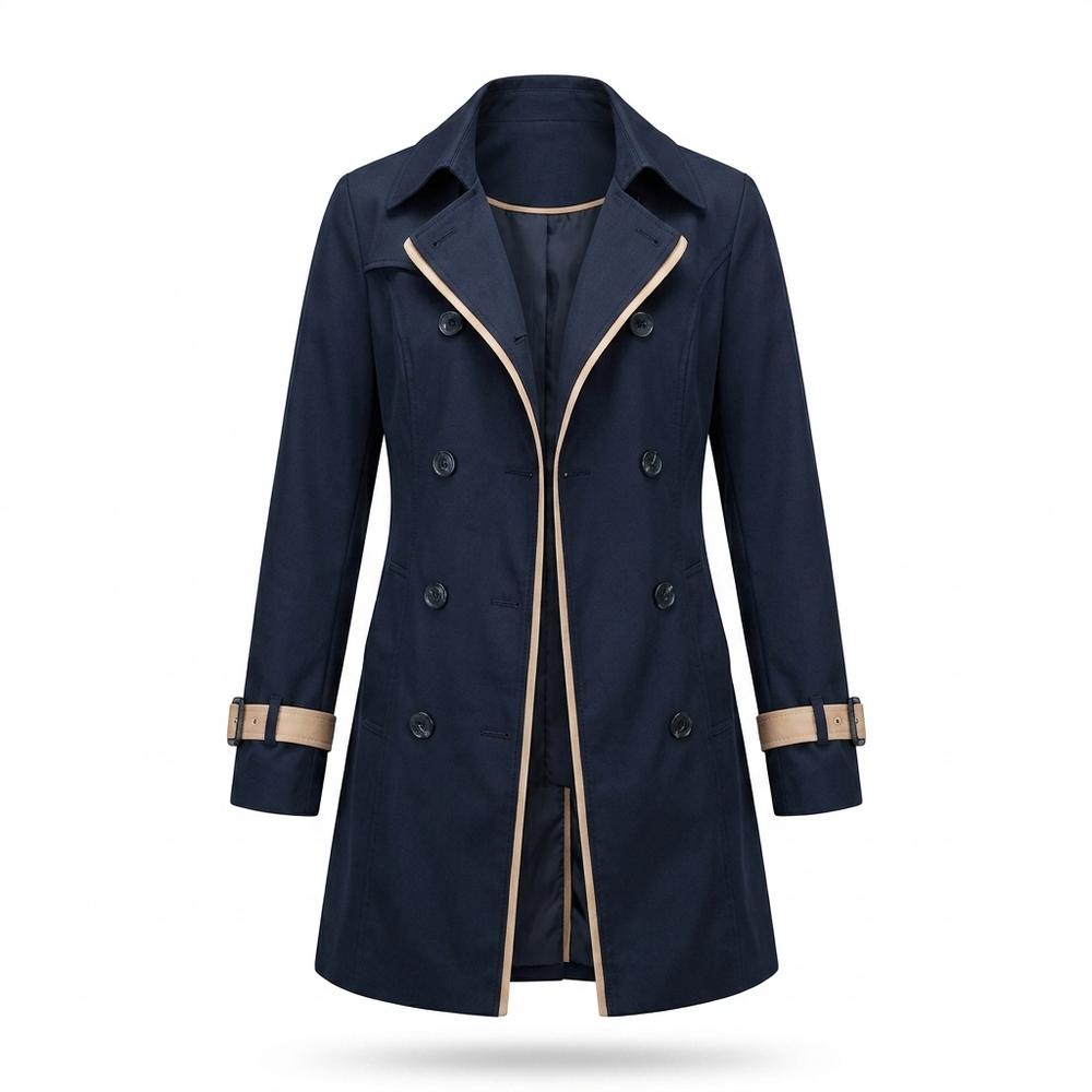 Mens Outlet House - Rezem | Double-Breasted Contrast-Trim Coat Women