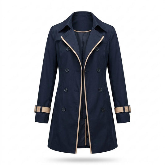 Mens Outlet House - Rezem | Double-Breasted Contrast-Trim Coat Women