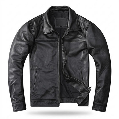 Mens Outlet House - Rivin | Grained Zip-Up Leather Jacket Men