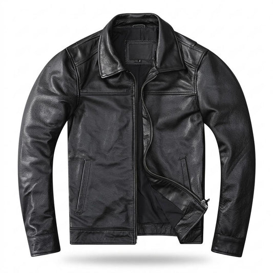 Mens Outlet House - Rivin | Grained Zip-Up Leather Jacket Men