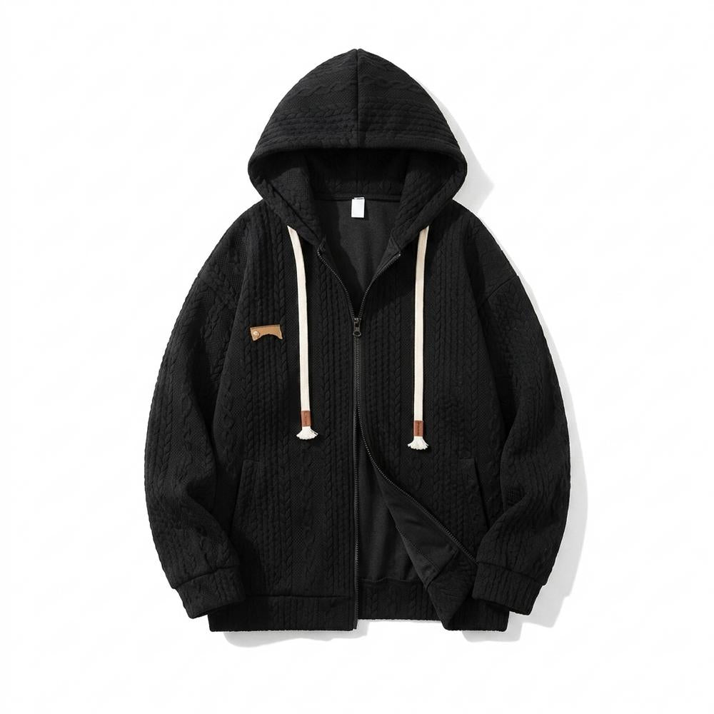 Mens Outlet House - Zasel | Textured Zip-Up Hoodie Unisex