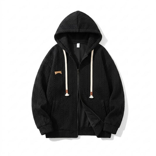 Mens Outlet House - Zasel | Textured Zip-Up Hoodie Unisex