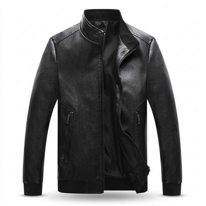 Mens Outlet House - Nomir | Zip-Up Stand-Collar Leather Jacket Men