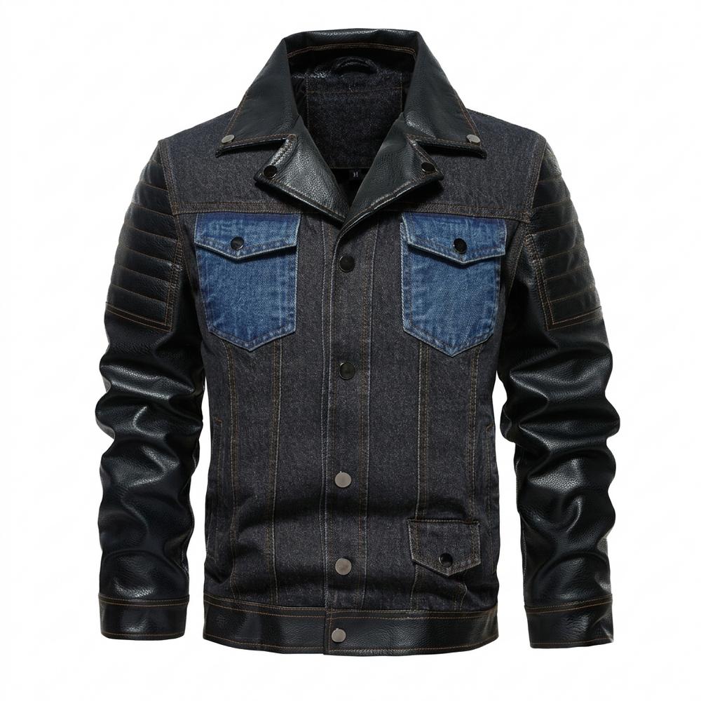 Mens Outlet House - Neven | Mixed-Material Quilted-Sleeve Denim Jacket Men