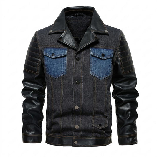 Mens Outlet House - Neven | Mixed-Material Quilted-Sleeve Denim Jacket Men
