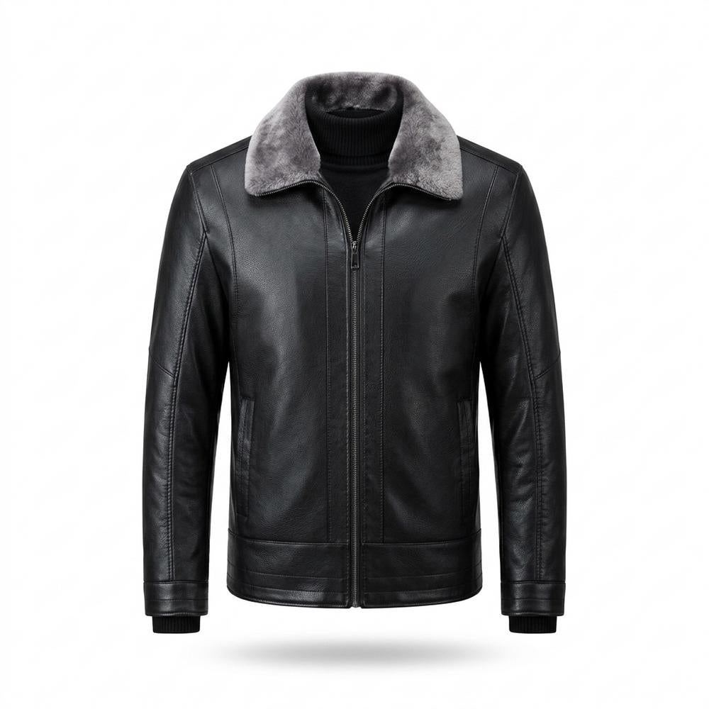 Mens Outlet House - Colen | Lined Zip-Up Leather Jacket Men