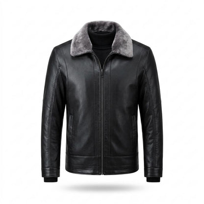 Mens Outlet House - Colen | Lined Zip-Up Leather Jacket Men