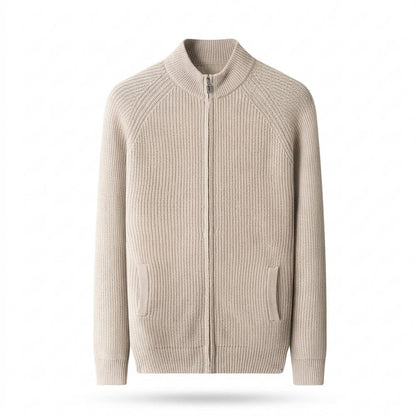 Mens Outlet House - Ralen | Ribbed-Knit Zip-Up Knit Cardigan Men