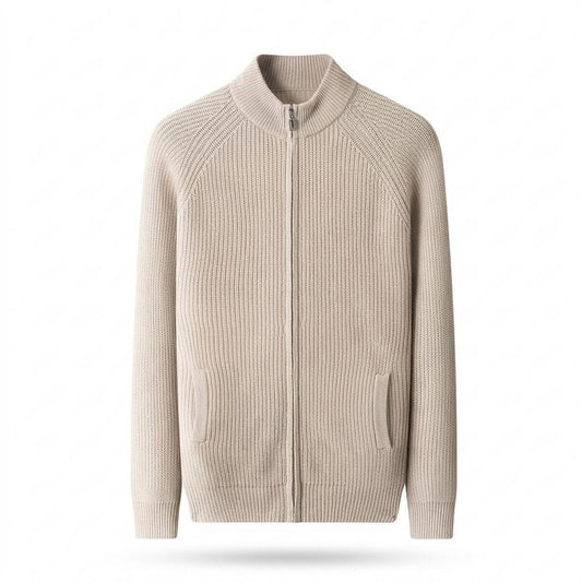 Mens Outlet House - Ralen | Ribbed-Knit Zip-Up Knit Cardigan Men