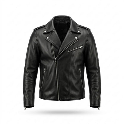 Mens Outlet House - Dasel | Asymmetrical Zippered Leather Jacket Men