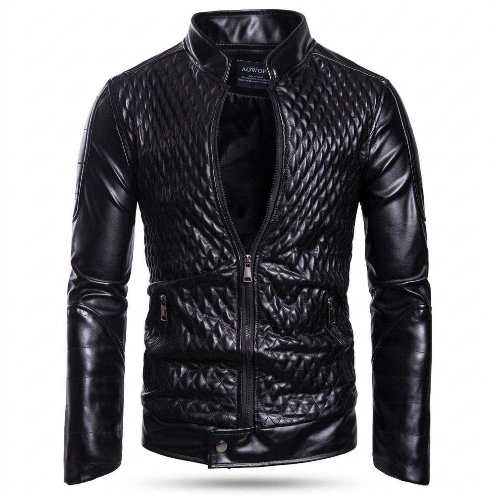 Mens Outlet House - Kaken | Quilted Fitted Leather Jacket Men