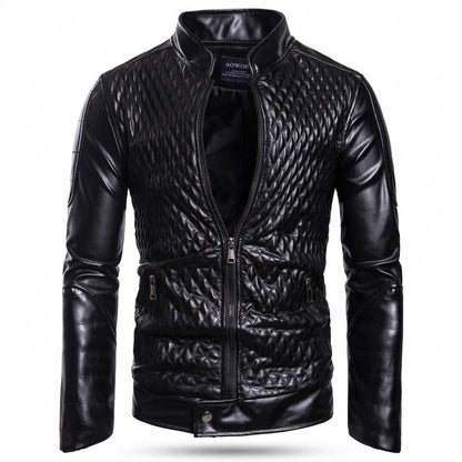 Mens Outlet House - Kaken | Quilted Fitted Leather Jacket Men