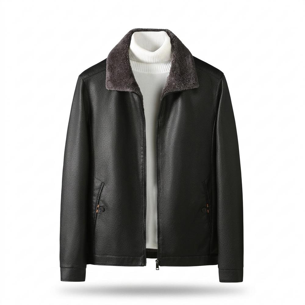 Mens Outlet House - Timor | Fleece-Lined Zip-Up Leather Jacket Men