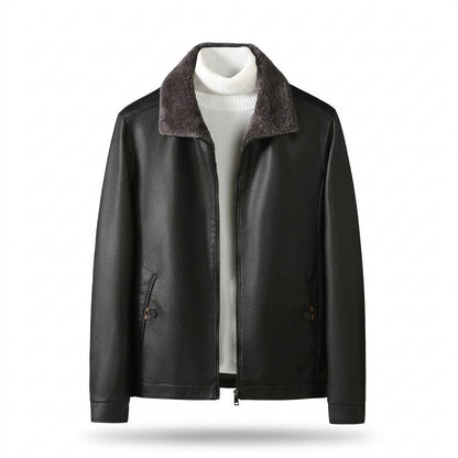 Mens Outlet House - Timor | Fleece-Lined Zip-Up Leather Jacket Men
