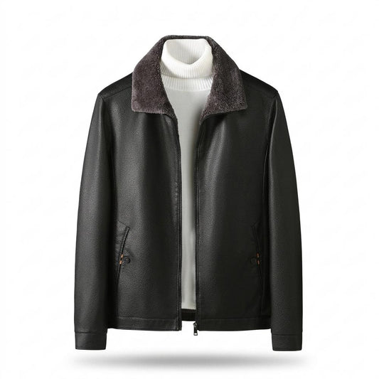 Mens Outlet House - Timor | Fleece-Lined Zip-Up Leather Jacket Men