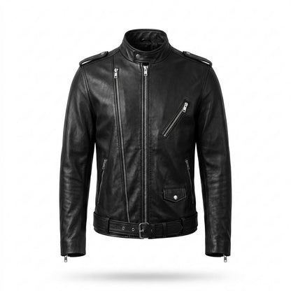 Mens Outlet House - Tator | Asymmetrical Belted Leather Jacket Men