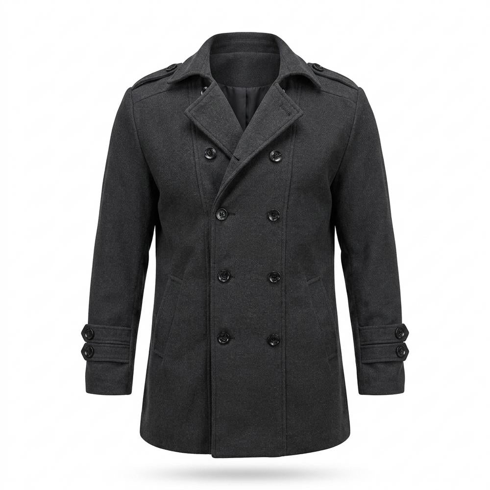 Mens Outlet House - Rilar | Double-Breasted Solid Color Coat Men
