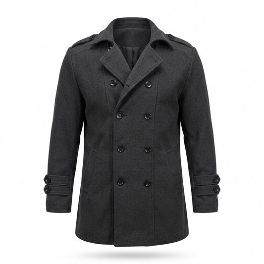 Mens Outlet House - Rilar | Double-Breasted Solid Color Coat Men