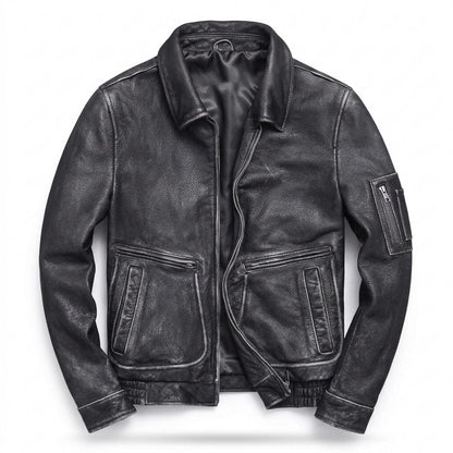 Mens Outlet House - Nemer | Grained Lined Leather Jacket Men