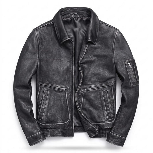 Mens Outlet House - Nemer | Grained Lined Leather Jacket Men