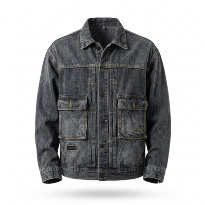 Mens Outlet House - Numat | Washed Multi-Pocket Denim Jacket Men
