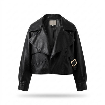 Mens Outlet House - Vibar | Cropped Relaxed-Fit Leather Jacket Women
