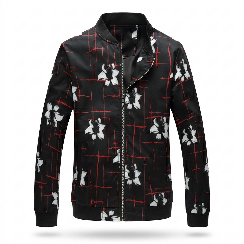 Mens Outlet House - Lyver | Floral Print Zip-Up Jacket Men