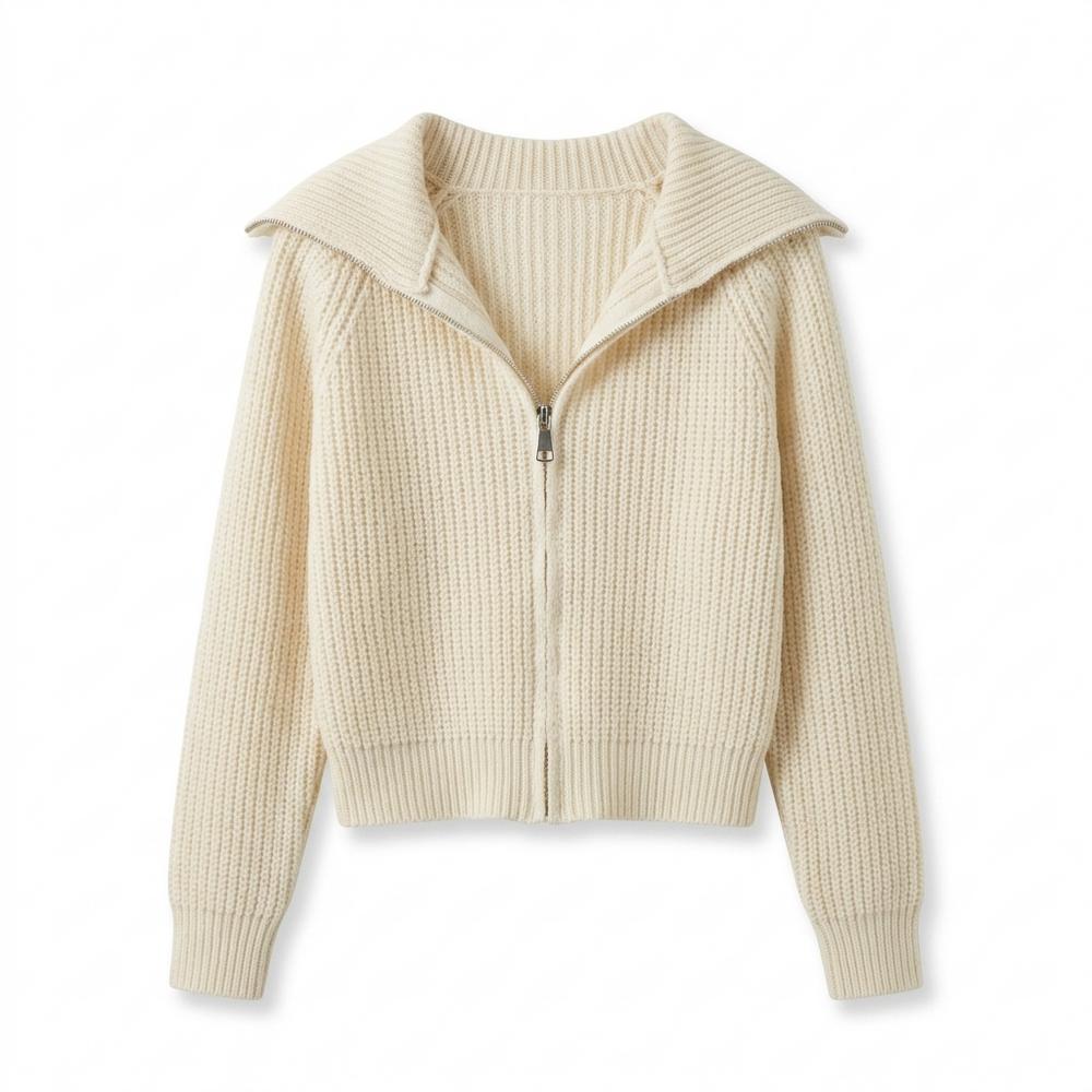 Mens Outlet House - Novin | Zip-Up Collared Knit Cardigan Women