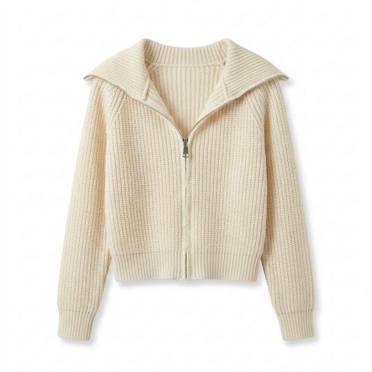 Mens Outlet House - Novin | Zip-Up Collared Knit Cardigan Women