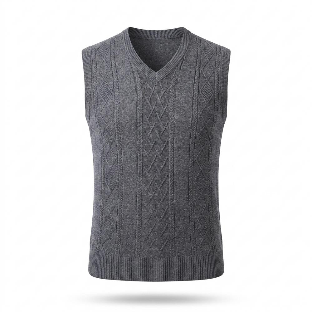 Mens Outlet House - Yefim | Cable-Knit V-Neck Vest Men