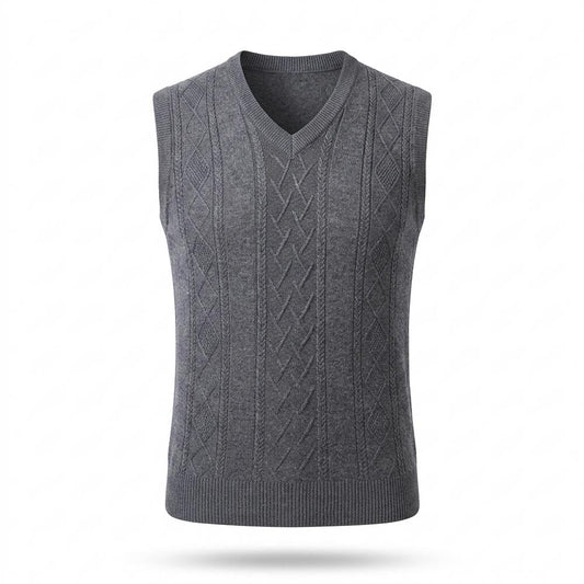 Mens Outlet House - Yefim | Cable-Knit V-Neck Vest Men
