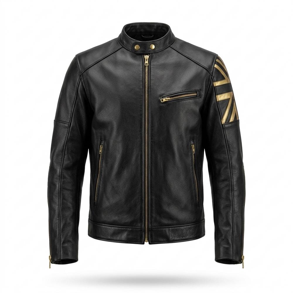 Mens Outlet House - Comin | Zip-Up Decorated Leather Jacket Men