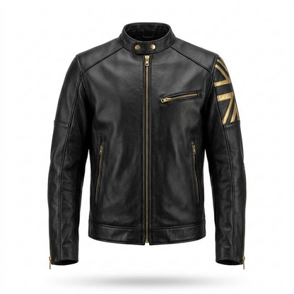 Mens Outlet House - Comin | Zip-Up Decorated Leather Jacket Men