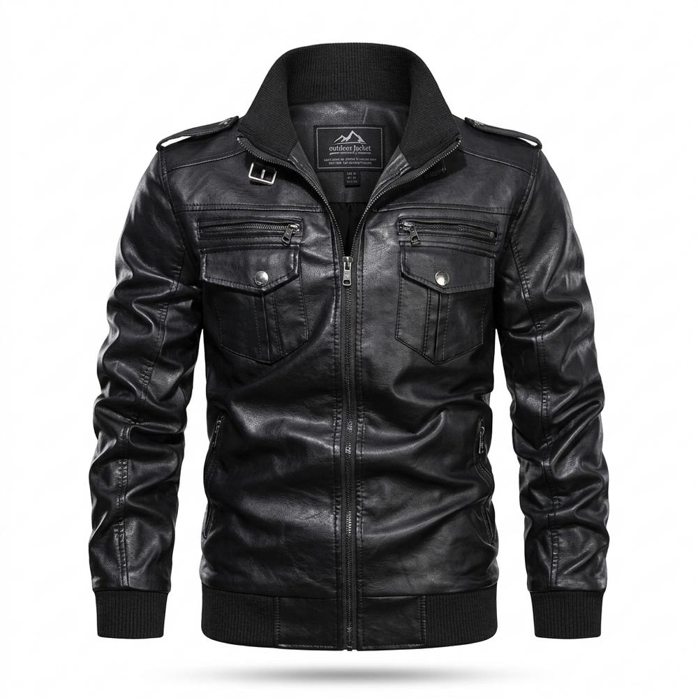 Mens Outlet House - Codar | Zip-Up Slim-Fit Leather Jacket Men