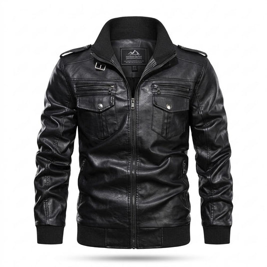 Mens Outlet House - Codar | Zip-Up Slim-Fit Leather Jacket Men