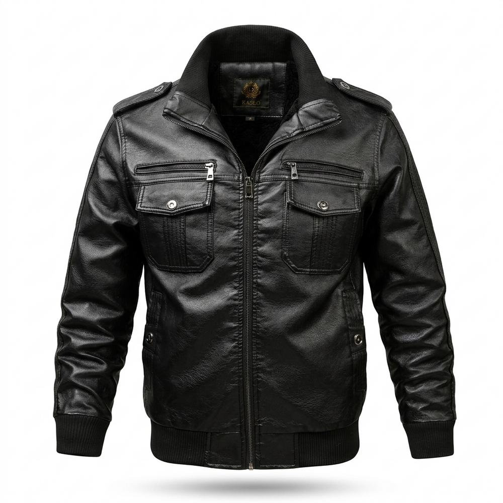 Mens Outlet House - Kesil | Lined Slim Fit Leather Jacket Men