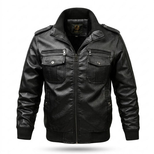 Mens Outlet House - Kesil | Lined Slim Fit Leather Jacket Men