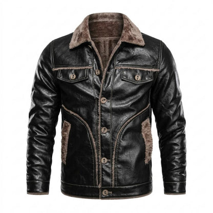Mens Outlet House - Zaram | Sherpa-Lined Button-Front Leather Jacket Men