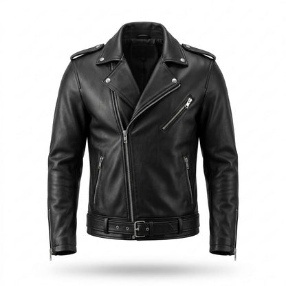 Mens Outlet House - Tiram | Asymmetrical Belted Leather Jacket Unisex